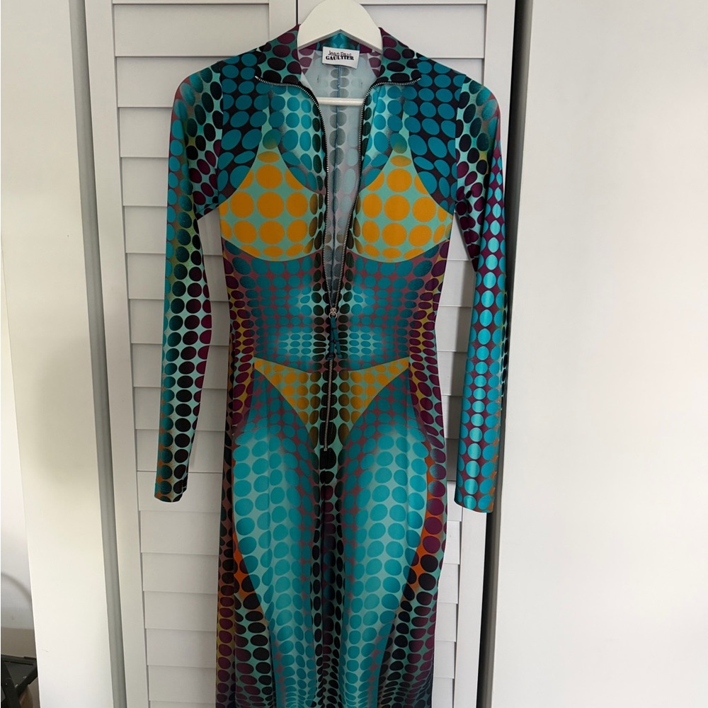 Jean Paul Gaultier Polka Dot Dress in Blue and Yellow - Picture 5 of 6
